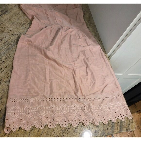 Old Navy Boho Embroidered Eyelet Cotton Midi Dress Size M Pink Blushin up - Picture 5 of 16